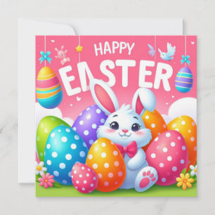 Happy Easter - Bunny Eggs in Pastel Colours Holiday Card