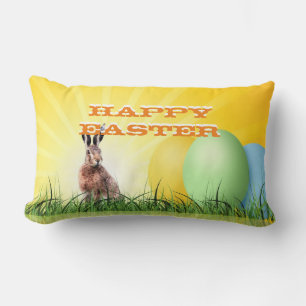 HAPPY EASTER - Bunny & Eggs Lumbar Cushion