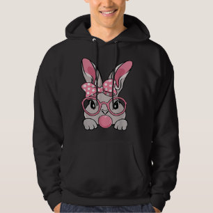Happy Easter Bunny Face Bow Tie Headband Glasses B Hoodie