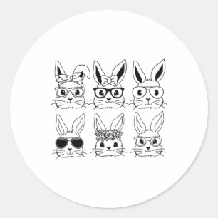 Happy Easter Bunny Face Gles Easter Day Womens Gir Classic Round Sticker