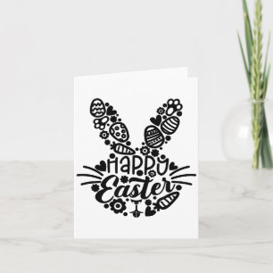 Happy Easter, Bunny Face Men Women Kids Cute Easte Card