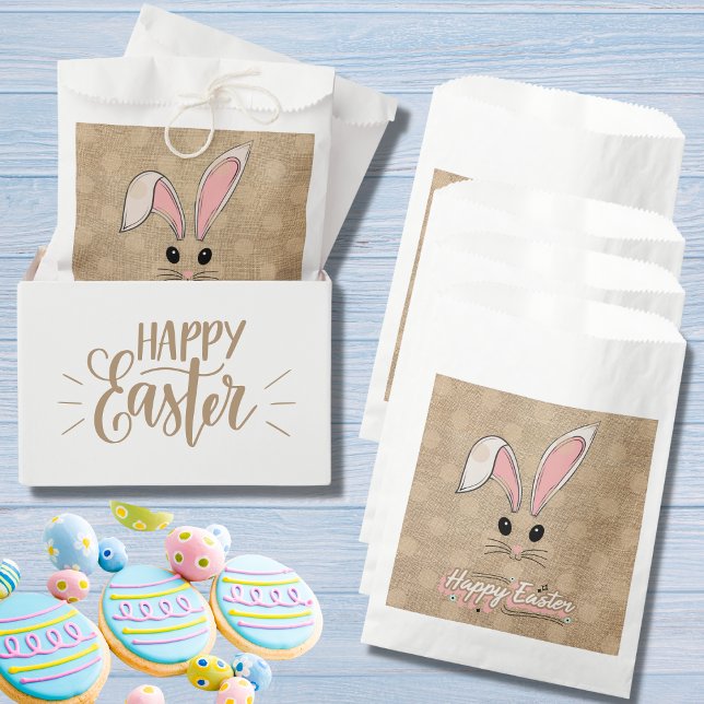 Happy Easter Bunny Face Neutral Polka Dots Favour Bag (Creator Uploaded)