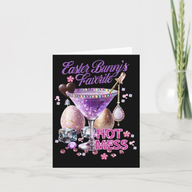 Happy Easter Bunny Favourite Hot Mess Cute Martini Card (Front)