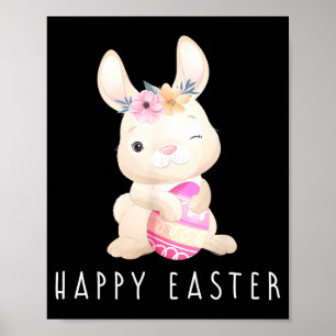 Happy Easter Bunny Funny Cute Rabbit Kids Design O Poster
