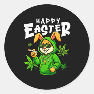 Happy easter bunny funny rabbit smoking for menHap Classic Round Sticker