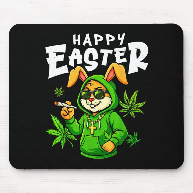 Happy easter bunny funny rabbit smoking for menHap Mouse Pad (Front)