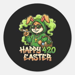 Happy Easter Bunny Funny Weed Rabbit Stoner Classic Round Sticker