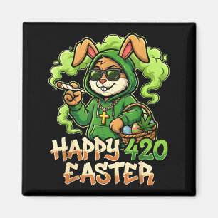 Happy Easter Bunny Funny Weed Rabbit Stoner Magnet