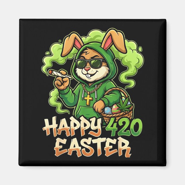 Happy Easter Bunny Funny Weed Rabbit Stoner  Magnet (Front)