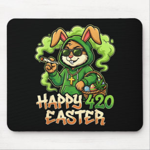 Happy Easter Bunny Funny Weed Rabbit Stoner Mouse Pad