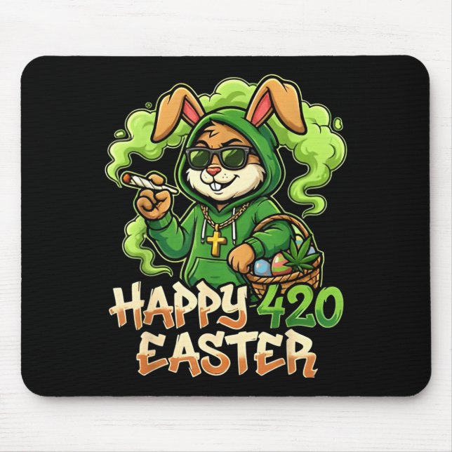 Happy Easter Bunny Funny Weed Rabbit Stoner  Mouse Pad (Front)