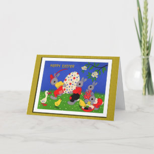 HAPPY EASTER BUNNY GAME & COLOR HOLIDAY CARD
