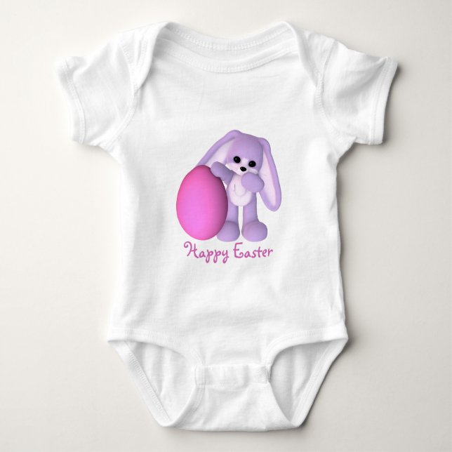 Happy Easter Bunny Giant Egg Baby Bodysuit (Front)