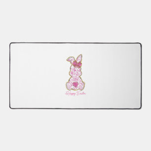 Happy Easter Bunny Girls Easter Women Pink Floral  Desk Mat