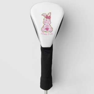 Happy Easter Bunny Girls Easter Women Pink Floral  Golf Head Cover