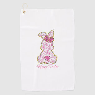 Happy Easter Bunny Girls Easter Women Pink Floral Golf Towel