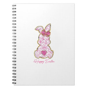 Happy Easter Bunny Girls Easter Women Pink Floral  Notebook