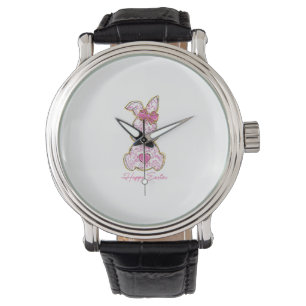 Happy Easter Bunny Girls Easter Women Pink Floral  Watch