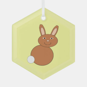 Happy Easter Bunny Glass Tree Decoration