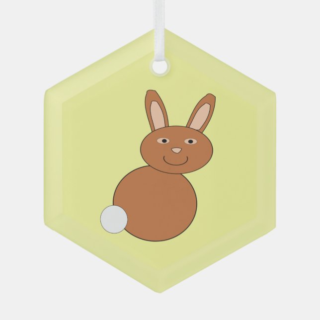 Happy Easter Bunny Glass Tree Decoration (Front)