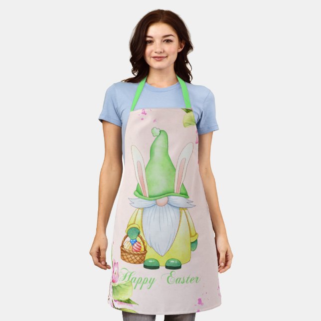 Happy Easter Bunny Gnome Apron (Worn)