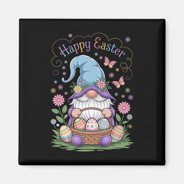 Happy Easter Bunny Gnome Hug Easter Eggs Gnome Lov Magnet (Front)