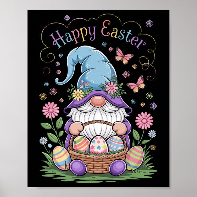 Happy Easter Bunny Gnome Hug Easter Eggs Gnome Lov Poster (Front)