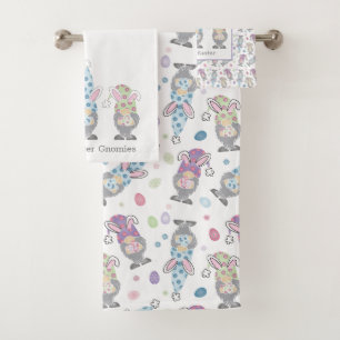 Happy Easter Bunny Gnomes Bath Towel Set