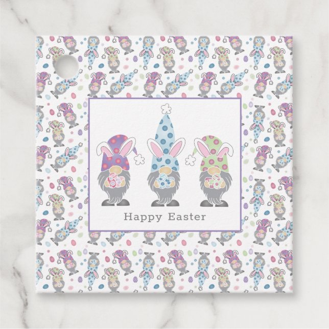 Happy Easter Bunny Gnomes Favour Tags (Front)
