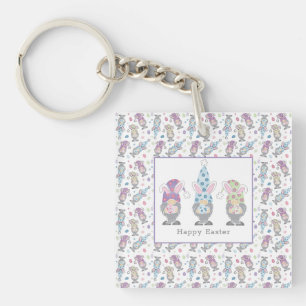 Happy Easter Bunny Gnomes Key Ring