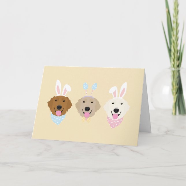 Happy Easter Bunny Golden Retriever Holiday Card (Front)