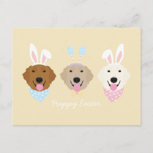 Happy Easter Bunny Golden Retriever Postcard