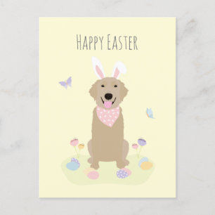 Happy Easter Bunny Golden Retriever Postcard