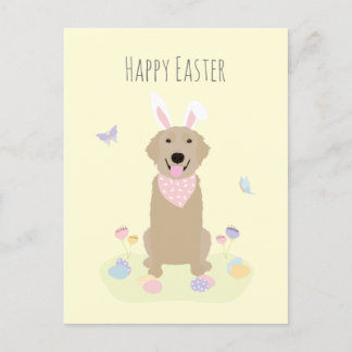 Happy Easter Bunny Golden Retriever Postcard