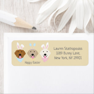 Happy Easter Bunny Golden Retriever Return Address Label