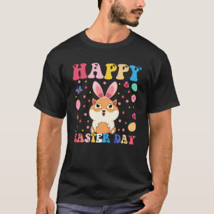 Happy Easter Bunny Guinea Pig  Easter Day Groovy T-Shirt