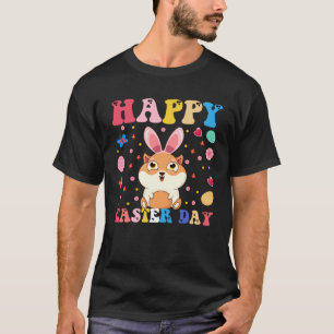 Happy Easter Bunny Guinea Pig Easter Day Groovy T-Shirt