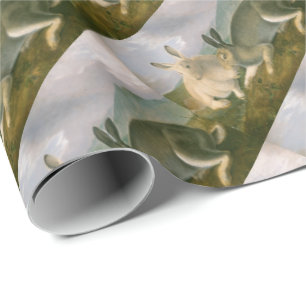 Happy Easter Bunny Hare Couple Watercolor Vintage Wrapping Paper