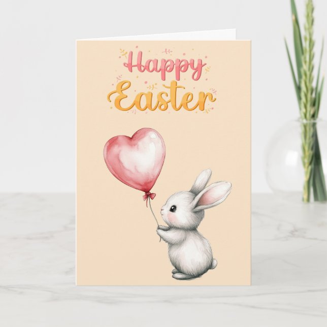 HAPPY EASTER BUNNY HEART CARD (Front)