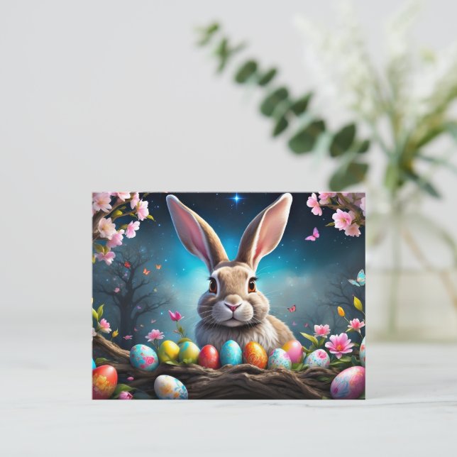 Happy Easter Bunny Holiday Postcard (Standing Front)