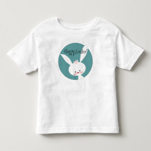 Happy Easter Bunny Illustration in Teal Circle Toddler T-Shirt