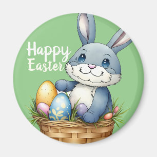 Happy Easter, Bunny In Egg Basket Magnet