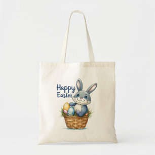 Happy Easter, Bunny In Egg Basket Tote Bag