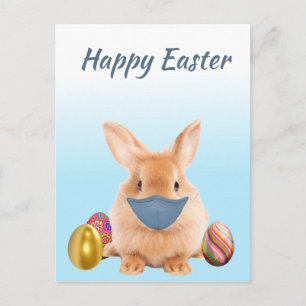 Happy Easter Bunny in  Face Mask Postcard