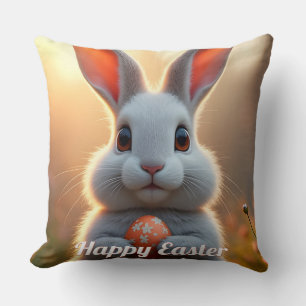 Happy Easter Bunny in the Magic of Spring Cushion