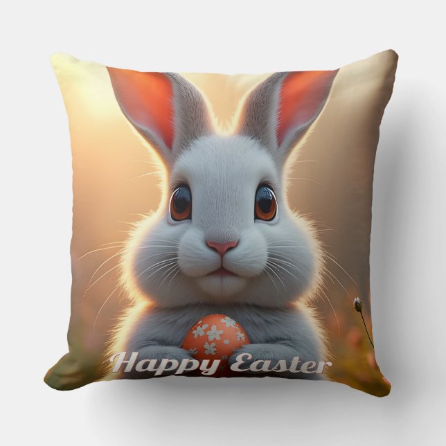 Happy Easter Bunny in the Magic of Spring Cushion (Front)