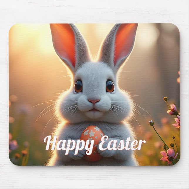 Happy Easter Bunny in the Magic of Spring Mouse Pad (Front)