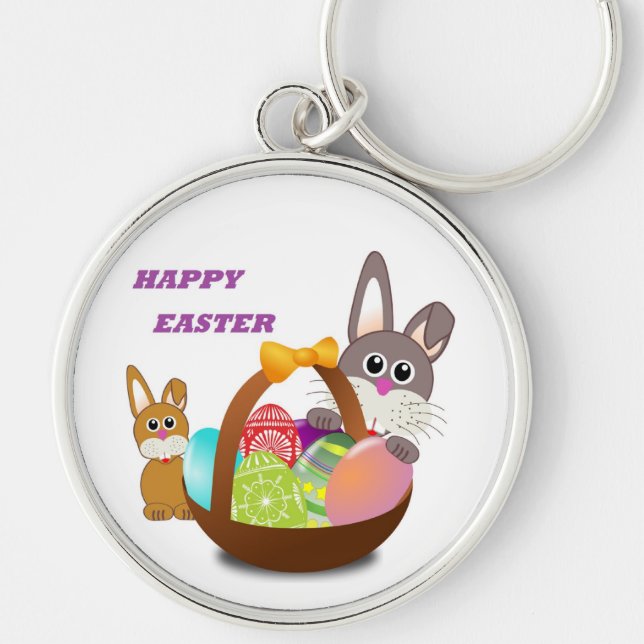 "HAPPY EASTER" BUNNY KEY RING (Front)