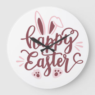 Happy Easter Bunny Large Clock