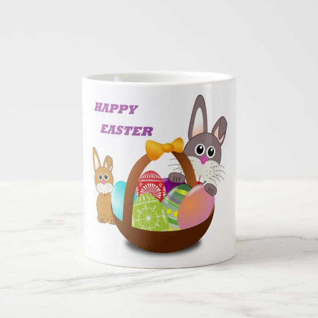 "HAPPY EASTER" BUNNY LARGE COFFEE MUG (Front)